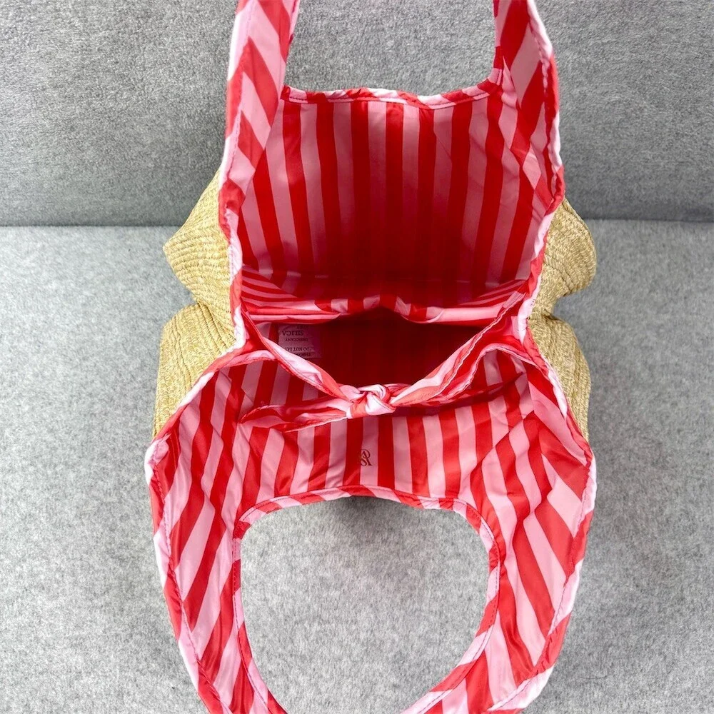 Victoria's Secret Bombshell Tote Bag Large Pink Stripe Bow Logo